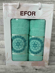 Набор полотенец EFOR из 2-х предметов (50*90,70*140) MANDALA (бирюзовый)