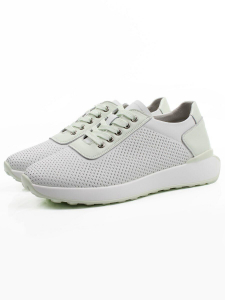 03-YC352-1 WHITE/LT. GREEN Кроссовки летние женские (натуральная кожа)