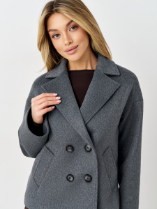 Пальто женское демисезонное 27332 (серый ворсовый)