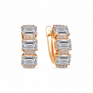 Серьги с фианитом позолоченные серебро 925*