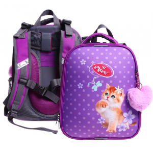 Рюкзак каркасный школьный 38?30?16 см, эргономичная спинка, Stavia «Рыжий кот»