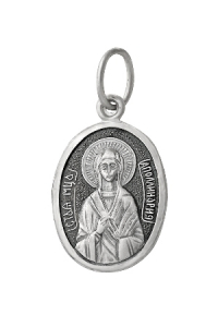 Образ (Прп. Аполлинария Египетская) из серебра частично черненый штампованный