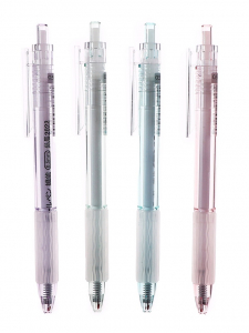 Ручка гелевая автомат 0,5 мм, стержень черный, резин. держ., корпус Прозрачный (шк на шт)