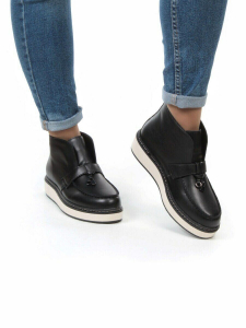 01-5172-1 BLACK Ботинки женские демисезонные (натуральная кожа, байка)