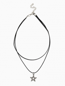 Чокер «Двойной» с нитью, звезда, цвет бело-чёрный в серебре, L=40 см