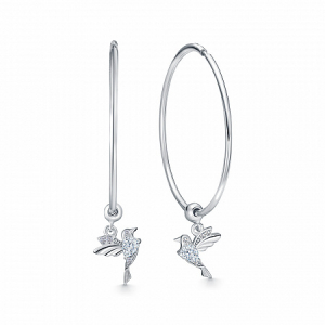 Серьги с фианитом родированные серебро 925*