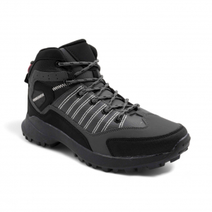 Ботинки на меху А691-4 черно серые