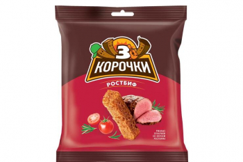 «3 Корочки», сухарики ржаные со вкусом ростбифа, 40 г