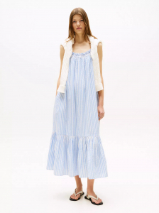 Striped Seersucker Midi Dress