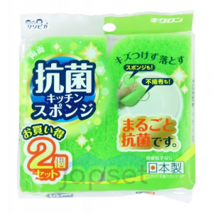 Kokin Sponge Scourer Non Scratch Green Губка для посуды двухслойная, с антибактериальной пропиткой, верхний слой средней жесткости, 12х6,5 см, 2шт/уп