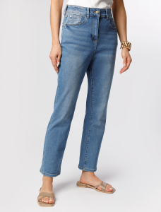 Укороченные джинсы из эластичного денима