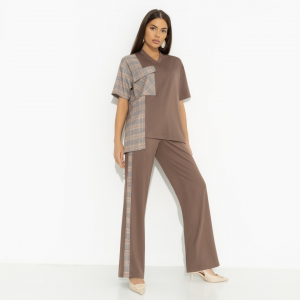 Брючный костюм с карманами, Современная утонченность (brown, 2 в 1)