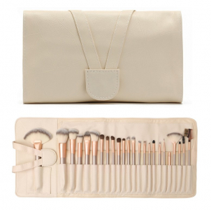 Набор кистей для макияжа 24 шт. в бежевом чехле