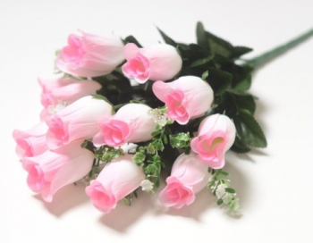 Искусственные цветы, Ветка в букете бутон роз 12 голов (1010237)