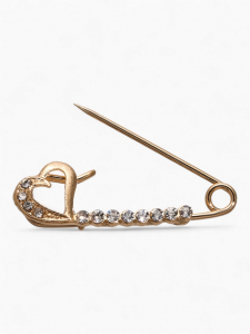 Булавка «Сердце», 3.5 см, белая в золоте
