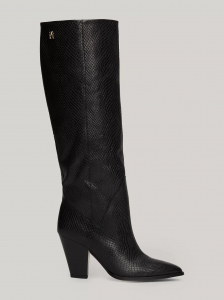 Snake Embossed Leather Cowboy Boot