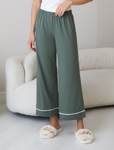 Укороченные брюки из эластичного хлопка с контрастным кантом