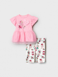 Комплект для девочки: футболка, леггинсы укороченные