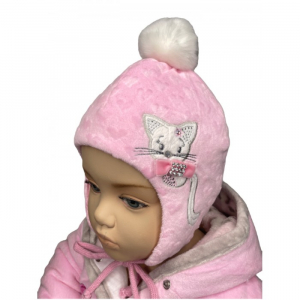 2693 Шапка зимняя с помпоном для девочек TuTu