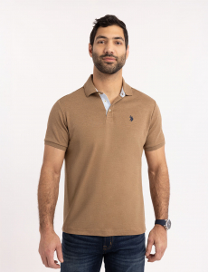 SOLID INTERLOCK POLO SHIRT W WOVEN TRIM
