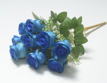 Искусственные цветы, Ветка в букете бутон розы 9 голов (1010237)