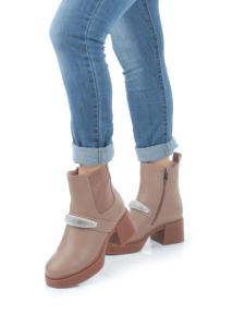 04-M904A 987-31M-2 DK. BEIGE Ботинки зимние женские (натуральная кожа, натуральный мех)