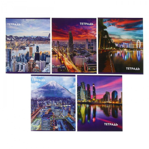 Тетрадь 36 листов в клетку Calligrata «Города», МИКС