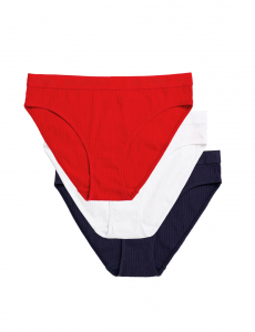3PK RIBBED COTTON SPAN HI CUT BIKINIS