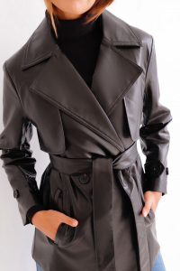 8500 Куртка с эффектом кожи чёрная (остаток: 46-48)