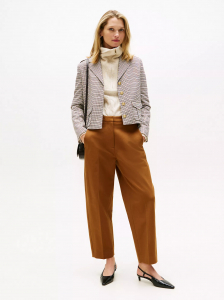 Stretch-Gabardine Barrel-Leg Ankle Pant