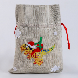 Мешок новогодний для подарков «Динозавр с подарками», 19?14 см, МИКС