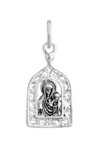 Образ (БМ Казанская) из серебра частичное чернение литье