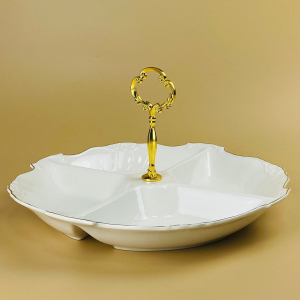 109-262 Менажница 31х20см КРОКУС ЗОЛОТО в под.уп.(х8)Фарфор