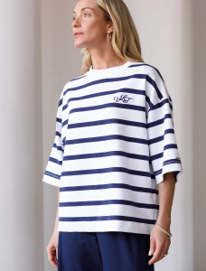 Свободная футболка из хлопкового футера с эластаном