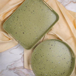 Поднос прямоугольный STONE зеленый 33х26см