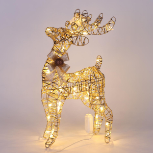 Новогодняя декорация олень с подсветкой 50 см золотой