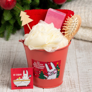 Набор подарочный новогодний «Этель. С новым годом!», 6 предметов, полотенце, мочалка, расчёска