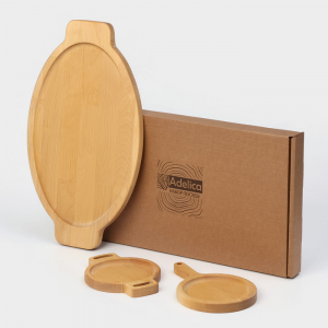 Подарочный набор посуды Adelica «Кухни мира», доски для подачи 3 шт.: 43?25 см, 21?14 см, 18?14 см, дерево берёза