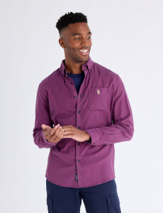 LONG SLEEVE HOUNDSTOOTH PEACHED TWILL SHIRT