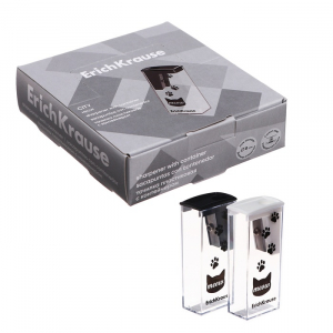 Точилка ErichKrause City Meow, 1 отверстие, с контейнером, пластиковая, МИКС