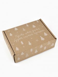 Коробка сборная новогодняя «Ёлочки», бурая, 27?21?9 см