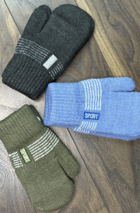 Варежки для мальчиков, двойные 5313 (цвета в ассортименте)