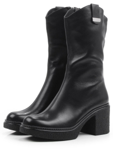 02-FJ1009-1 BLACK Полусапоги демисезонные женские (натуральная кожа, байка)