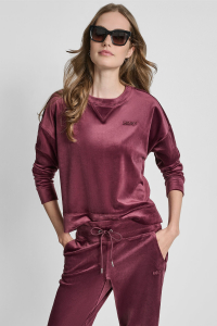 VELOUR HIGH LOW LOGO PULLOVER