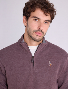 1/4 ZIP MOCK NECK FLATBACK PULLOVER