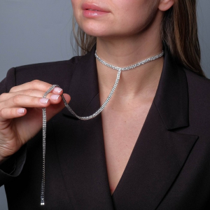 Чокер «Лёд» притягательный, цвет белый в серебре, 54.5 см