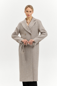 Пальто женское демисезонное 26102 (бежевый/диагональ)