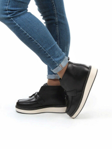01-5172-1 BLACK Ботинки женские демисезонные (натуральная кожа, байка)