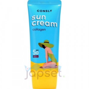 Consly Солнцезащитный крем с морским коллагеном SPF 50+/PA+++ для нормальной и сухой кожи, 50 мл