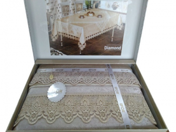 Скатерть EFOR DIAMOND 160*220 прямоугольная капучино S.KAHVE